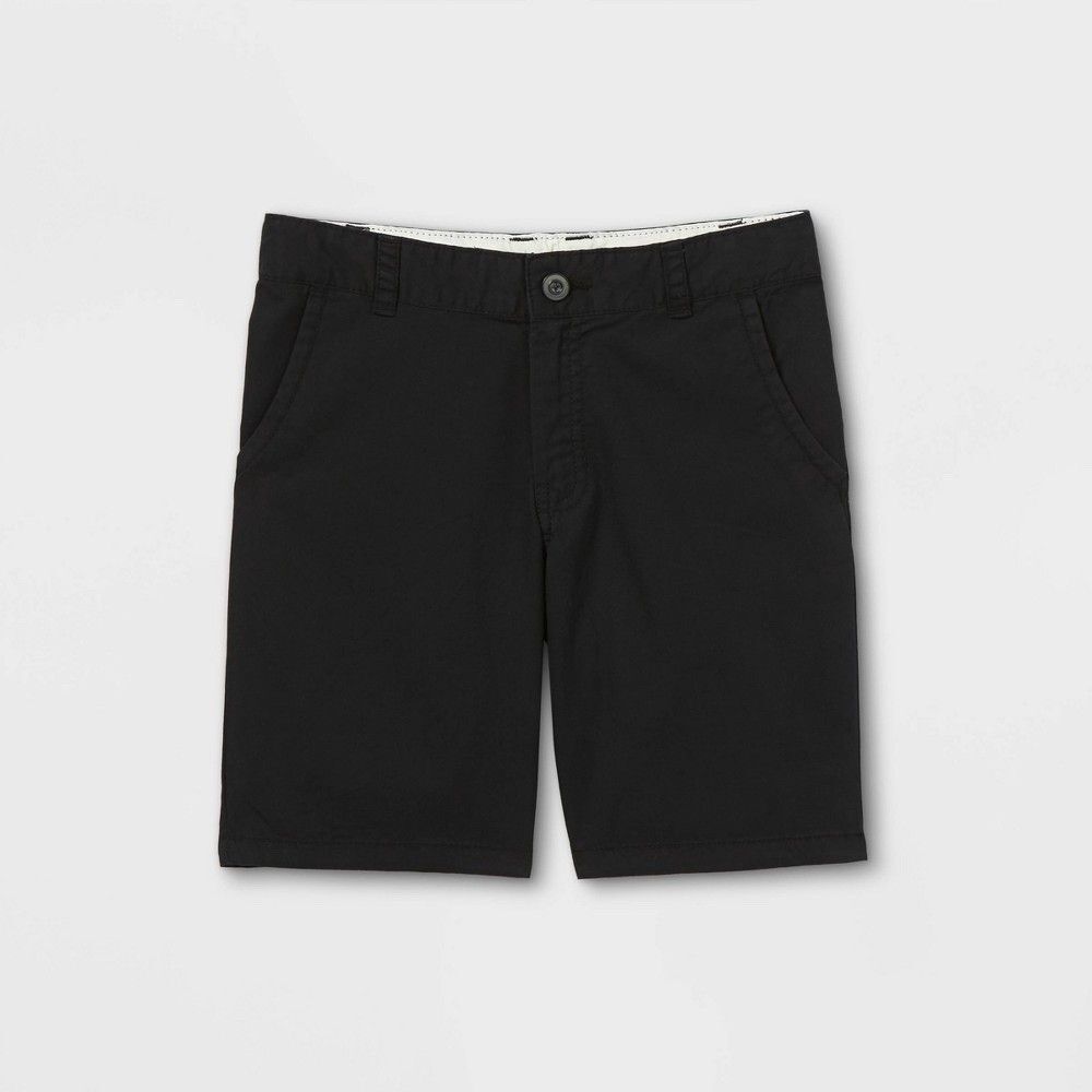 Cat & Jack Boys New Adjustable Waist Flat Front Chino Shorts Black 16 Husky